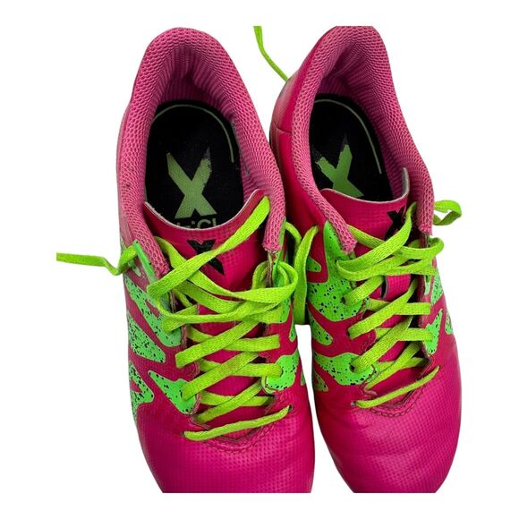 Adidas X 15.4 FXG Boots Cleats Kids 1.5 Shoes Soccer Football Pink Green Outdoor - Picture 12 of 15